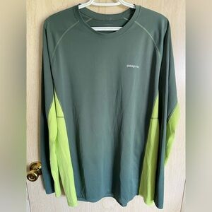 Patagonia Mens Long-Sleeved Fore Runner Shirt Olive Green Sz XL